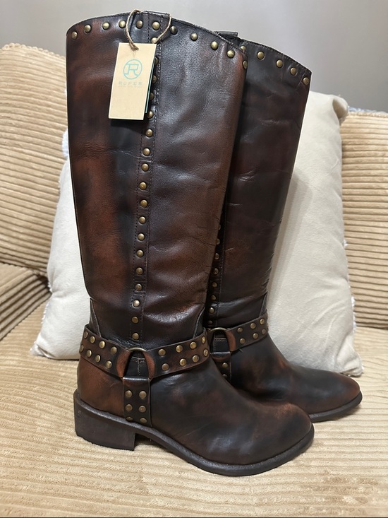 Roper Shoes - NWT Roper Miranda Dark Brown Studded Round toe Harness Riding Boots 7.5